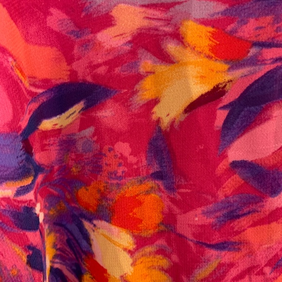 Nicole Miller Floral Charmeuse Satin Slip Maxi Dress Pink XL Artsy Watercolor - Picture 7 of 13